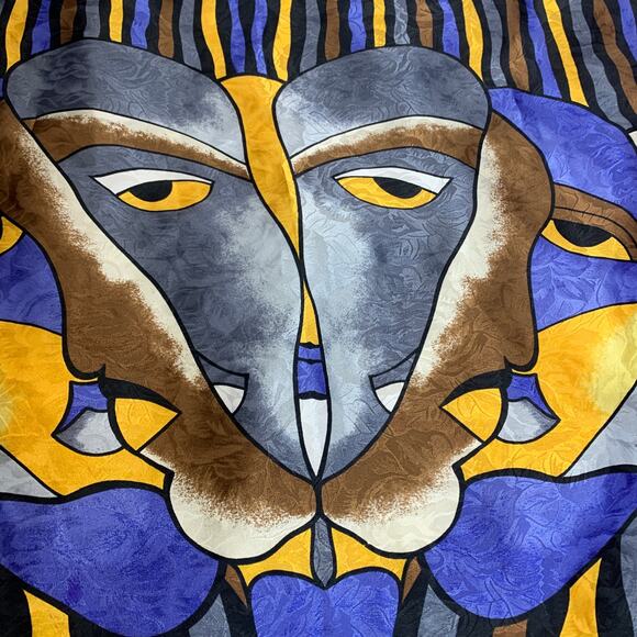 Silky Square Scarf Modern Print "Eyes"  34" - Picture 4 of 8